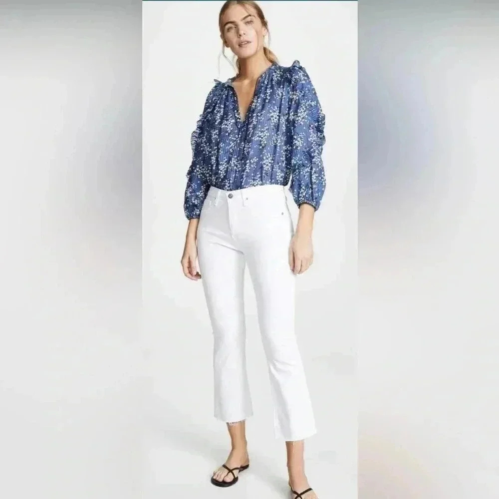 AG JODI Crop White Jeans Raw Hem Size 28